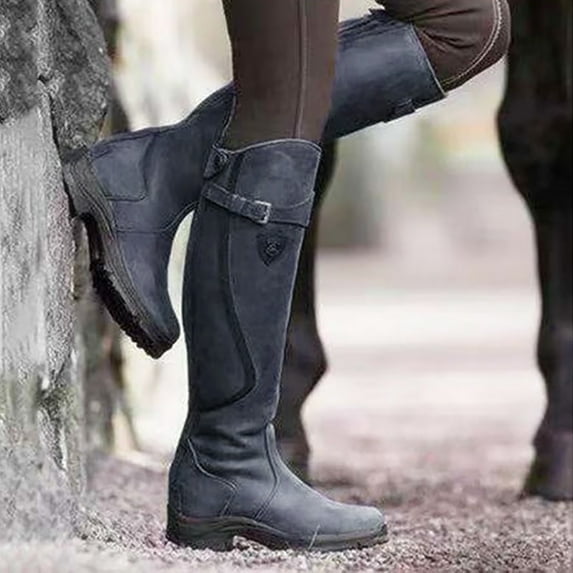 Tawop Wide Calf Knee High Boots For Women, Fashion Cowboy Riding Boots Casual Warm Middle Heels Middle Tube Boots Shoes Cowboy Boots Western Boots Women