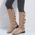 thumbnail image 1 of Tawop Wide Width Boots For Women,Fashion Large Size Boots Autumn Long Tube Lace Up Thick Heel Shoes Boots Womens Winter Boots White Platform Boots, 1 of 8