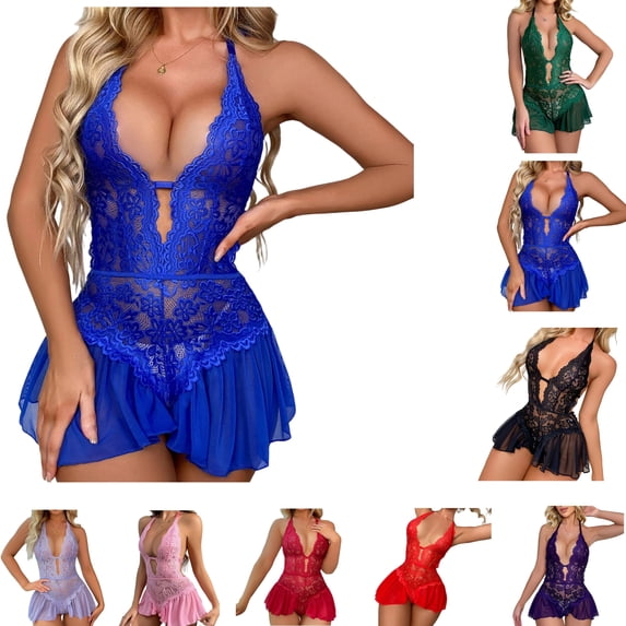 Tawop Woman Lingerie Lace Hollow Out One Piece Deep V Neck Teddy Lingerie Bodysuits