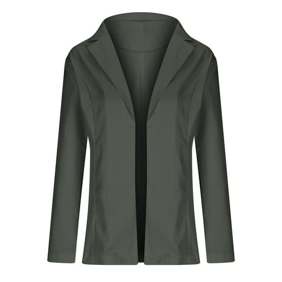 Tawop Woman's Cardigans Autumn Professional Long Sleeve Suit Lapel Solid Colour Small Tops Cardigan Suit Dark Gray S