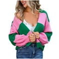 thumbnail image 1 of Tawop Womans Cardigans Casual Autumn Loose Striped Printed Long Sleeve Cardigan Large Size Sweater Top Pink M, 1 of 9