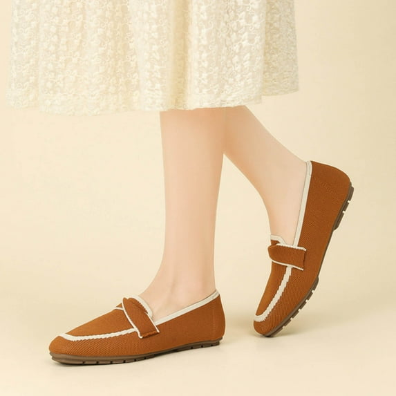 Tawop Womans Shoes Slip On Casual Flat Non Slip Shoes Square Toe Espadrilles