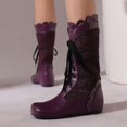 thumbnail image 1 of Tawop Women Boots Mid-Calf Lace Up Round Toe Winter Boots, 1 of 7