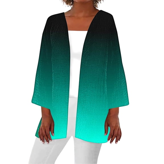 Tawop Women Cardigans Tops Solid Gradient Printed Summer Early Autumn Lightweight Long Sleeve Cardigan Mint Green Xxl