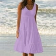 thumbnail image 1 of Tawop Women Dress Sundresses Summer Beach Loose Crew Neck Solid Clearance Dresses for Women Purple 3XL, 1 of 8
