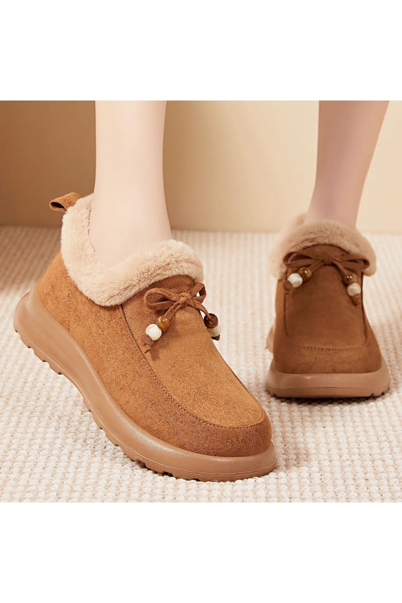 Women Fall Boots Versatile Bow-Knot Thick-Soled Warm Ankle Boots Stylish Winter Trendy Boots Snow Boots Women Boots