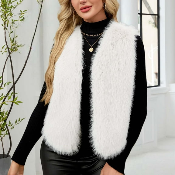 Tawop Women Jacket Outwear Sleeveless Winter Faux Fur Women's Jackets for Winter