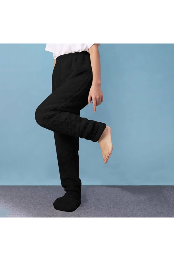 Women Pants Black Pants Warm Winter Fleece Pants Plush Soft Comfort Fitness Sport Lounge Inside Outside