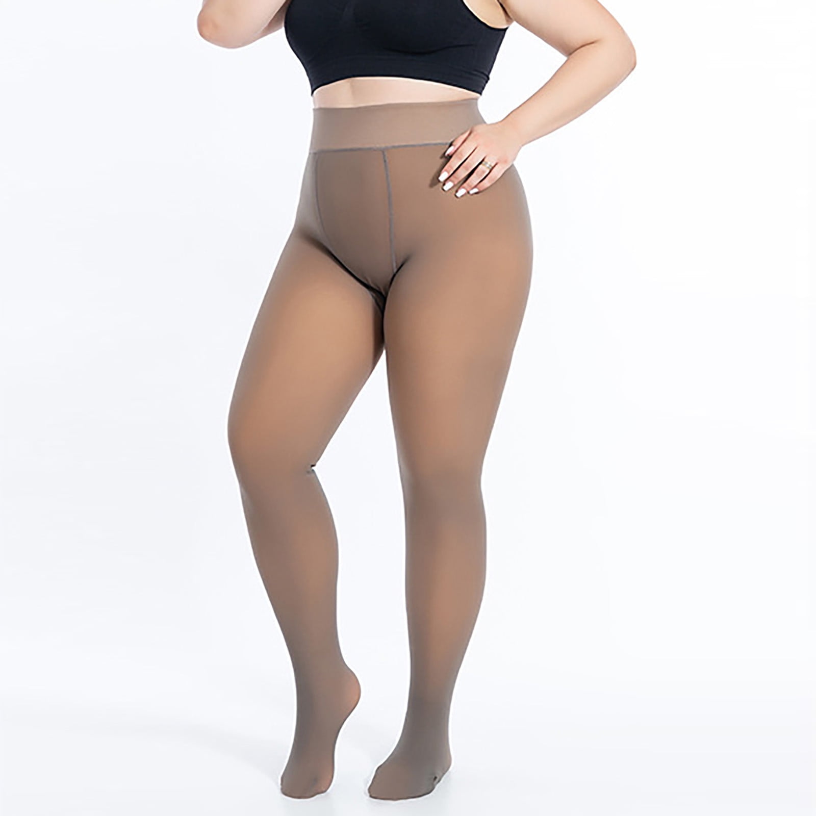 Plus Size Casual Pantyhose, Women's Plus Fleece Liner Thermal High