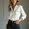 thumbnail image 1 of Tawop Women Shirts Long Sleeves Button Down Lapel Collar,White,Size L, 1 of 4