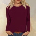 thumbnail image 1 of Tawop Women Shirts Womens T Shirts Round Neck Long Sleeve Solid Comfort Red L(Us:8), 1 of 5