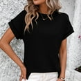 thumbnail image 1 of Tawop Women Shirts Womens T Shirts Round Neck Short Sleeve Solid Loose Summer Black L(Us:8), 1 of 6