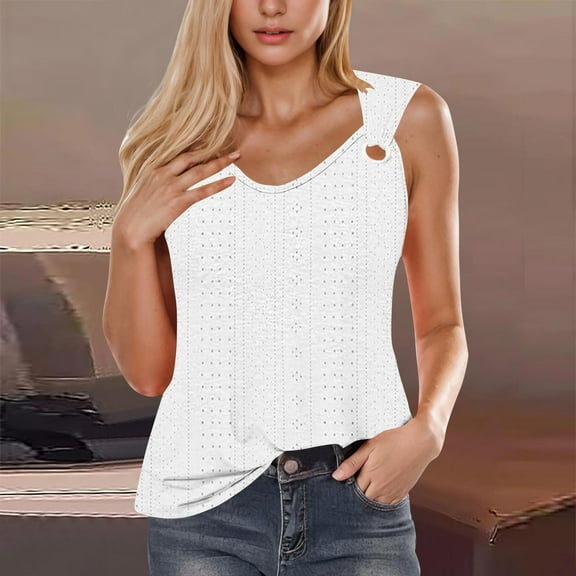 Tawop Women Shirts Womens T Shirts Round Neck Short Sleeve Solid Loose V Neck Sleeveless Tank White S(Us:4)