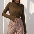thumbnail image 1 of Tawop Women Shirts Womens Tee Shirts Round Neck Long Sleeve Pleated Slim Plaid Yellow Xl(Us:10), 1 of 7