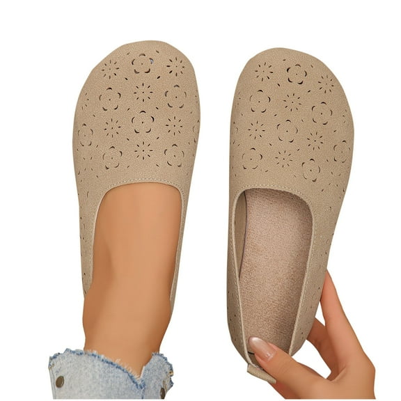 Tawop Women Shoes Slip On Casual Flat Women's Shoes Breathable Loafers Soft Retro Low Tops Cut-Out