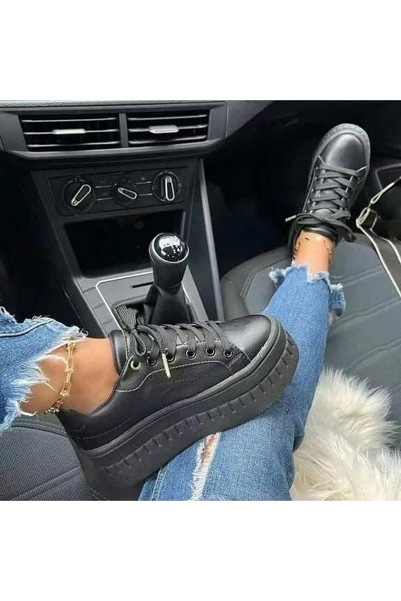 Womens Shoes Women Shoes Slip On Walking Casual Comfort Sneaker Round Toe Lace Black Size 8.5