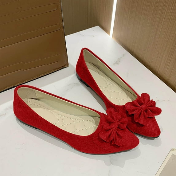 Tawop Women Shoes Walking Work Casual Flat Womans Shoes Pointy Toe Floral Candy Colors