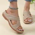 thumbnail image 1 of Tawop Women Shoes Women's Sandals Orthopedic Casual Wedge Beach Thick Sole Sandals Beige 4.5, 1 of 8