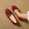 thumbnail image 1 of Tawop Women Shoes Womens Dress Shoes Work Shoes Flats Round Toe Casual Bow Wine 6.5, 1 of 9