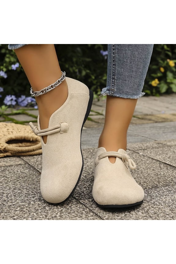 Women Shoes Womens Dress Shoes Work Shoes Flats Round Toe Casual Lace-Up Suede Beige 9