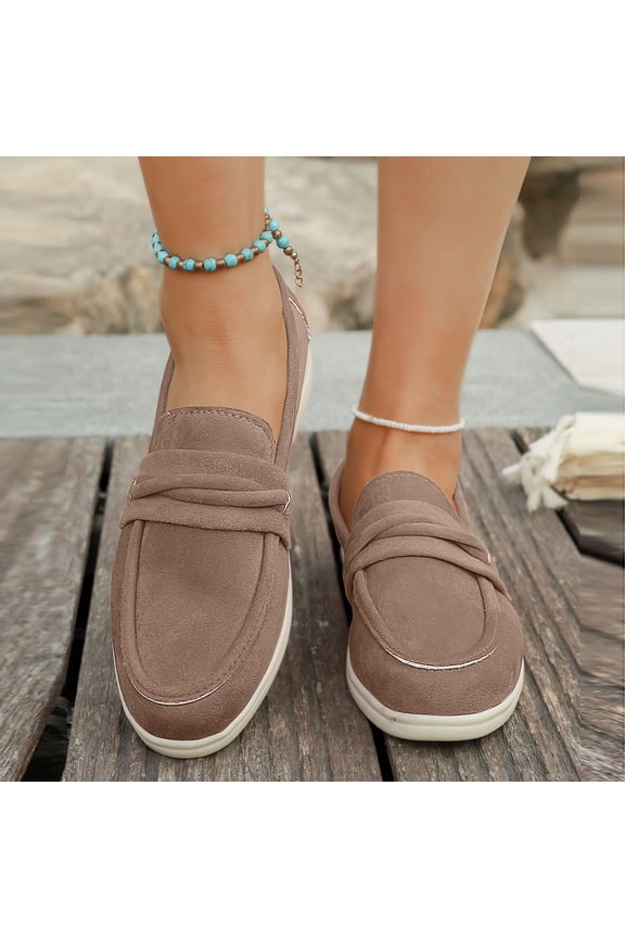 Women Shoes Womens Dress Shoes Work Shoes Flats Round Toe Casual Loafers Slip On Fall Khaki 8.5
