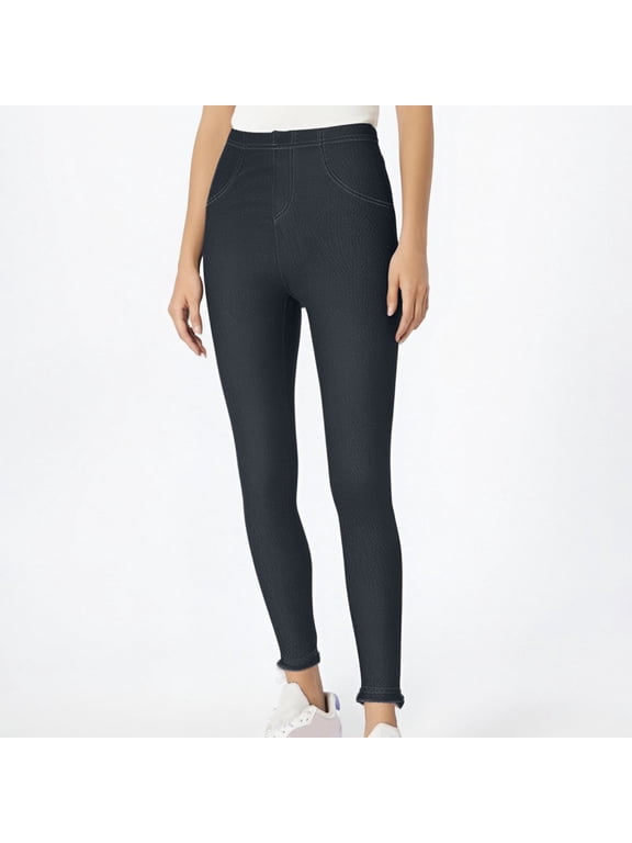 Women's Jeggings on Sale Jeggings for Women Jeans-Style Slim Fit Thick Mock Pocket Styling Solid Color Tight Leggings (Women's Or Women's Plus)
