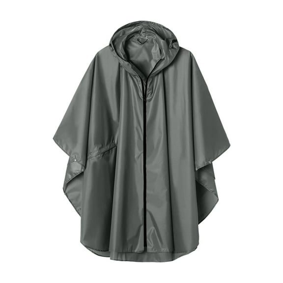 Tawop Women's Rain Coats and Jackets Raincoat Women Waterproof Lightweight Hooded Zipper Three-Quarter Sleeve with Pockets ,Gray ,XL