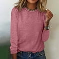 thumbnail image 1 of Tawop Women's Shirts Womens T Shirts Round Neck Long Sleeve Solid Loose Pink L(Us:8), 1 of 4