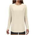 thumbnail image 1 of Tawop Women's Shirts Womens Tee Shirts Round Neck Long Sleeve Solid Beige L(Us:8), 1 of 7