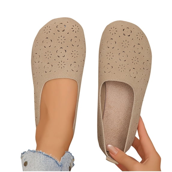 Tawop Women's Shoes Slip On Casual Flat Womans Shoes Breathable Loafers Soft Retro Low Tops Cut-Out