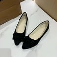 thumbnail image 1 of Tawop Women's Shoes Women's Spring and Summer New Shallow Mouth Suede Bow Slip- Flat Shoes Black Size 7, 1 of 4