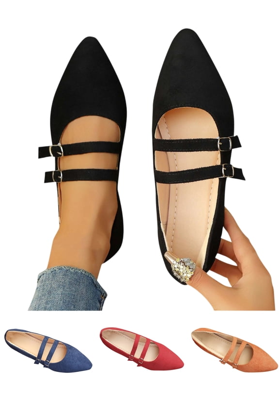 Ladies Shoes Black Shoes for Women Breathable Comfort Casual Pointed Toe Flats Womens Dress Shoes