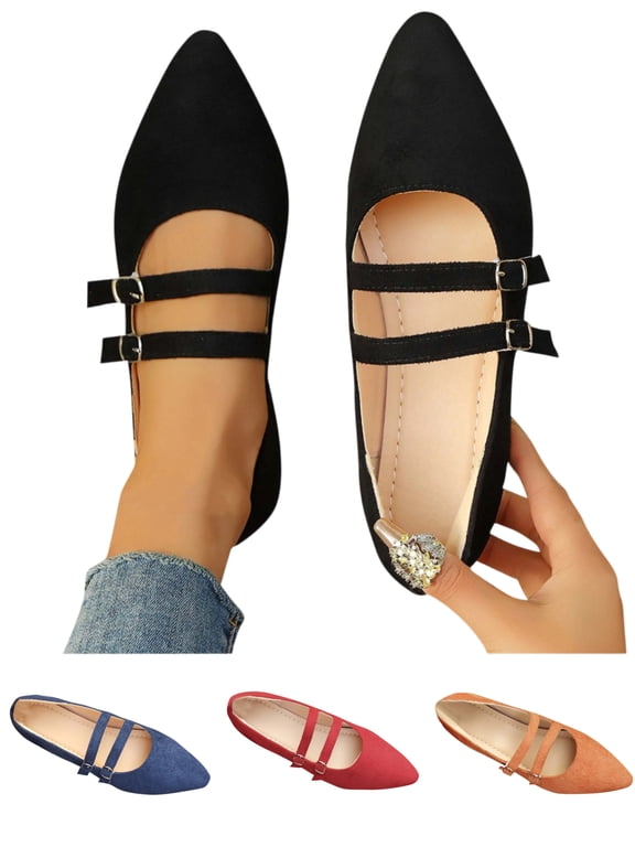 Ladies Shoes Black Shoes for Women Breathable Comfort Casual Pointed Toe Flats Womens Dress Shoes