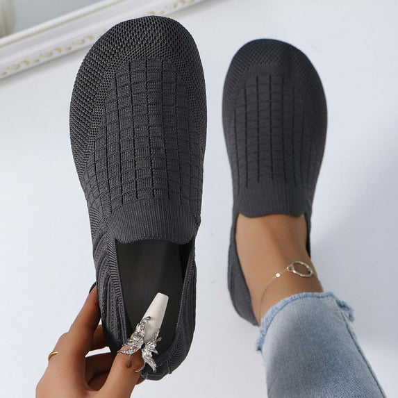 Tawop Women's Shoes Womens Dress Shoes Work Shoes Flats Casual Comfort Round Toe Dark Gray 9.5