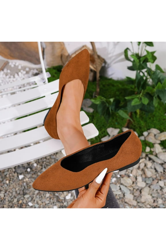 Women's Shoes Womens Dress Shoes Work Shoes Flats Pointy Toe Casual Suede Dress Brown 5.5
