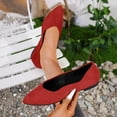 thumbnail image 1 of Tawop Women's Shoes Womens Dress Shoes Work Shoes Flats Pointy Toe Casual Suede Dress Red 7.5, 1 of 7