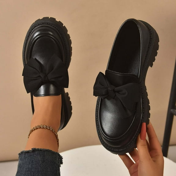 Tawop Women's Shoes Womens Dress Shoes Work Shoes Flats Round Toe Casual Loafers Black 5.5