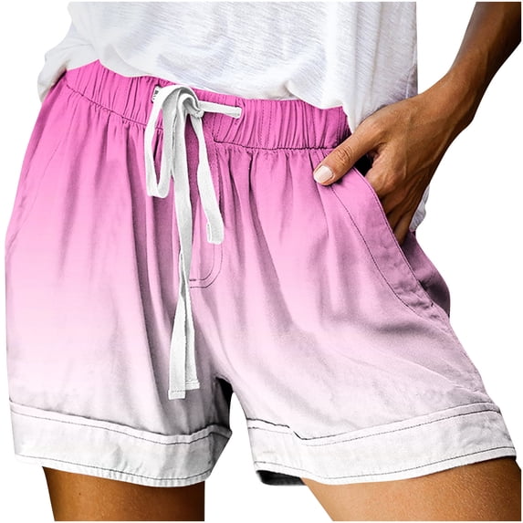 Tawop Women's Shorts Gradient Drawstring Comfort Casual Shorts with Pockets Summer Spring Beach Shorts
