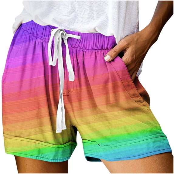 Tawop Women's Shorts Gradient Drawstring Comfort Casual Shorts with Pockets Summer Spring Beach Shorts