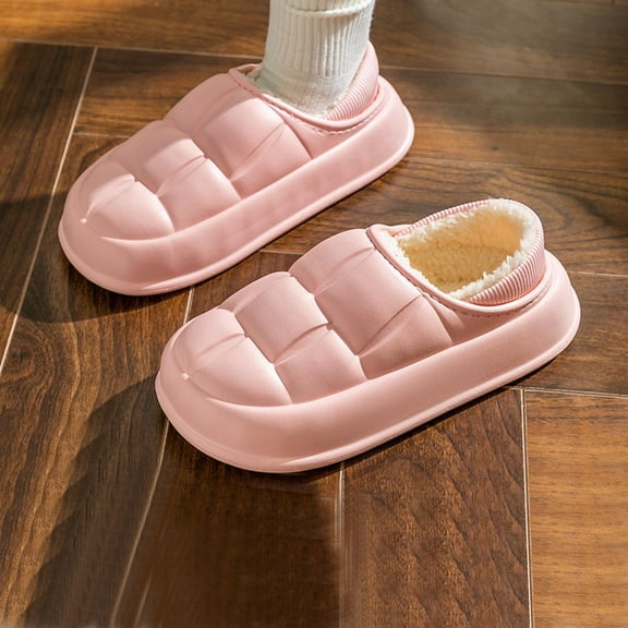 Tawop Women's Slipper Fallen Indoor Thick Plush Comfort Slipper Booties Ankle Detachable Casual Pink Size：38