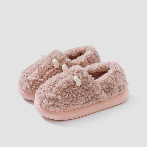 Tawop Women's Slipper Warm Fallen Indoor Plush Cute Thermal Slip Resistant Home Pink Size：36