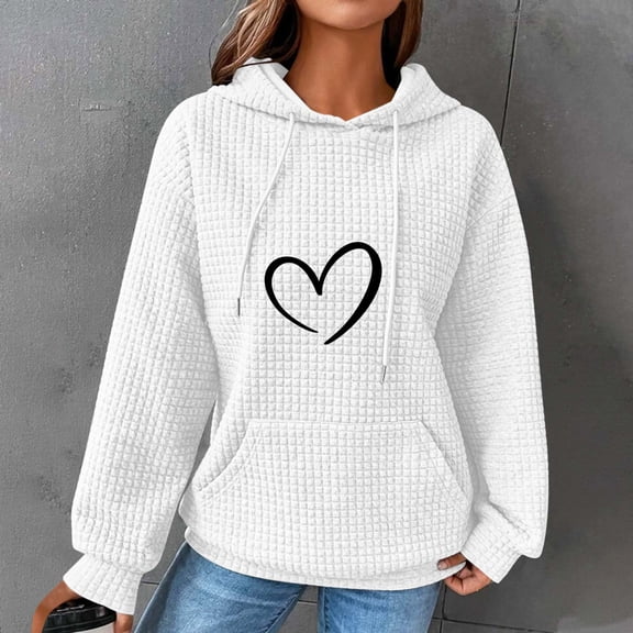 Tawop Women's Sweatshirts and Hoodies Tops Womens Sweatshirts Long Sleeve Pockets Graphic White M