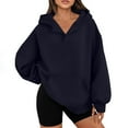 thumbnail image 1 of Tawop Women's Sweatshirts and Hoodies Tops for Women Sweatshirts for Women Long Sleeve Pockets V Neck Solid Navy 2XL, 1 of 8