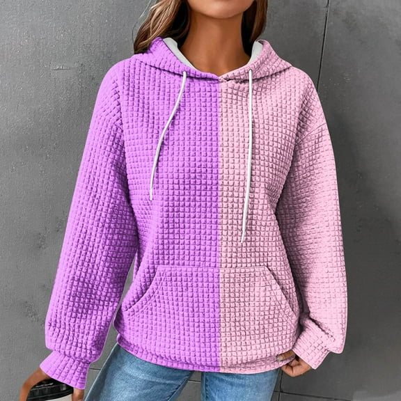 Tawop Women's Sweatshirts and Hoodies Women Tops Sweatshirts for Women Long Sleeve Pockets Graphic Purple M