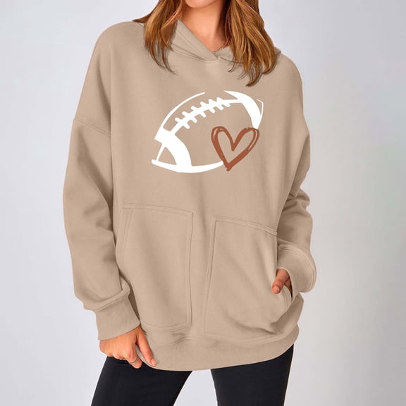 Tawop Women's Sweatshirts and Hoodies Womens Top Womens Sweatshirts Long Sleeve Pockets Graphic Casual Khaki M