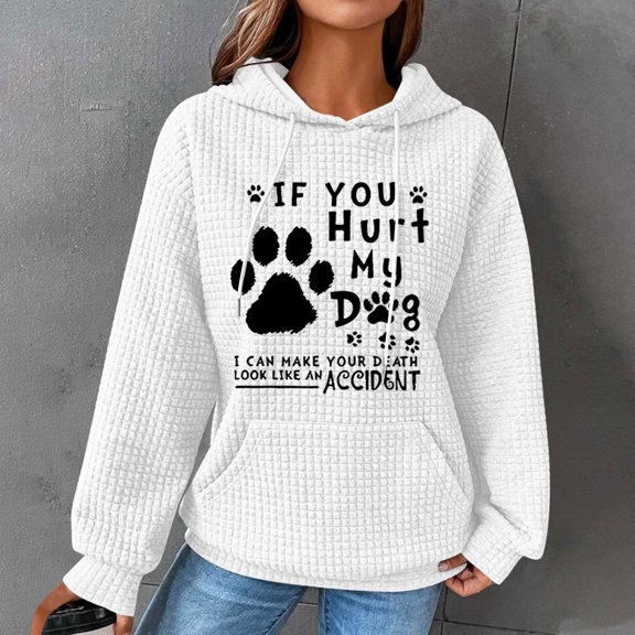 Tawop Hoodies for Women Dog Lover Hoodies Waffle Pullover for Women Pocket Sweatshirt,Dog Memorial Day Gifts