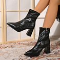 thumbnail image 1 of Tawop Womens Boots Chunky Heel Winter Pointy Toe Fall Black Boots Combat, 1 of 9