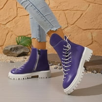 Tawop Womens Boots Fashion Casual Versatile Plus Size Short Tube Shiny Soft Leather Thick Sole Height Increasing Motorcycle Boots Womans Boots