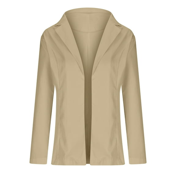Tawop Womens Cardigans Autumn Professional Long Sleeve Suit Lapel Solid Colour Small Tops Cardigan Suit Beige Xl