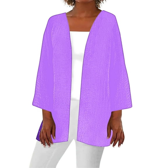 Tawop Womens Cardigans Tops Summer Early Autumn Lightweightweight Cardigan Long Sleeve Solid Colour Cardigan Purple Xxl